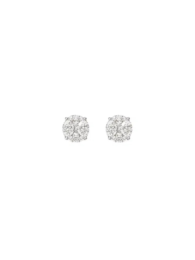 Wish Fine Jewelry 1.15ct Diamond 18K Gold Illusion Stud Earrings