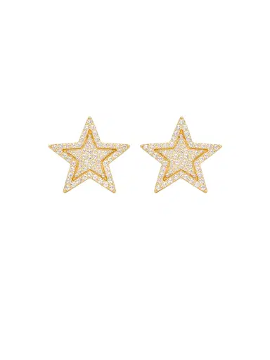 Wish Fine Jewelry 2.10ct Diamond 14K Gold Pave Star Earrings | Thumbnail 2