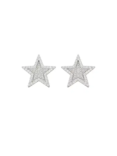 Wish Fine Jewelry 2.10ct Diamond 14K Gold Pave Star Earrings | Thumbnail 1