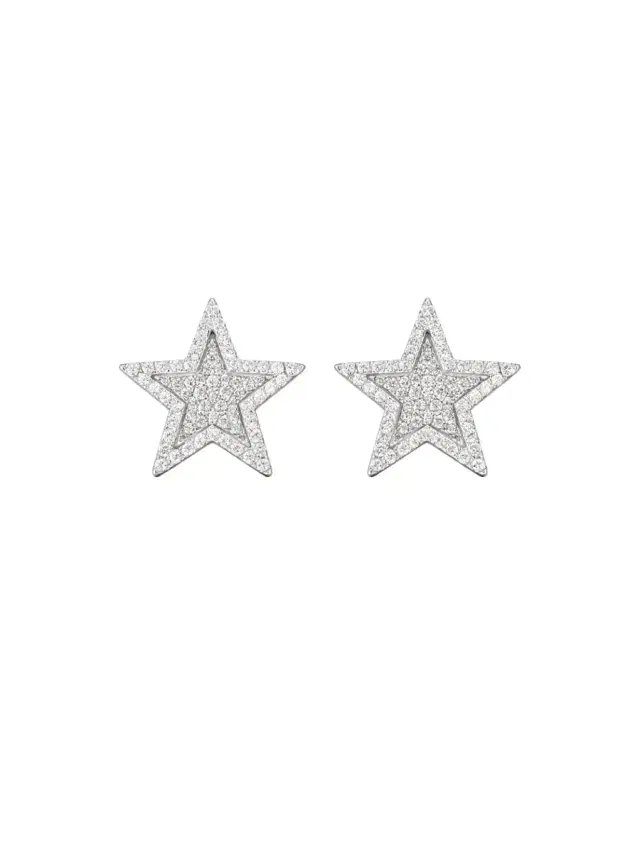 Wish Fine Jewelry 2.10ct Diamond 14K Gold Pave Star Earrings