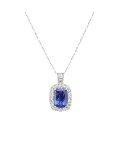 Wish Fine Jewelry 4.72ct Diamond Tanzanite Platinum Pendant Necklace | Thumbnail 1