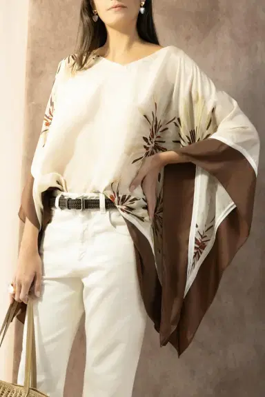 Brunello Cucinelli Bloom Print Poncho Top | Thumbnail 3