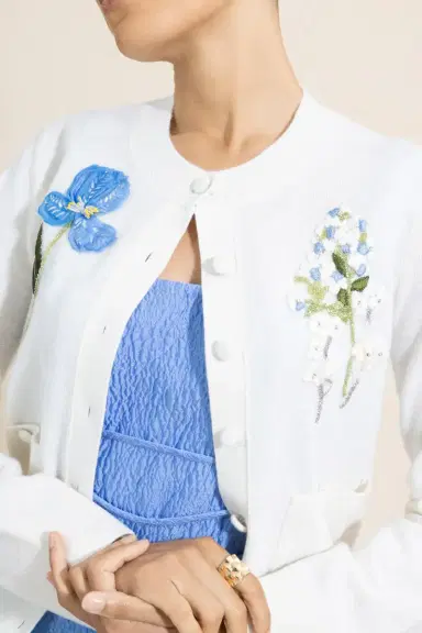MONIQUE LHUILLIER Floral Embroidered Cardigan | Thumbnail 3 MONIQUE LHUILLIER Floral Embroidered Cardigan | Thumbnail 3