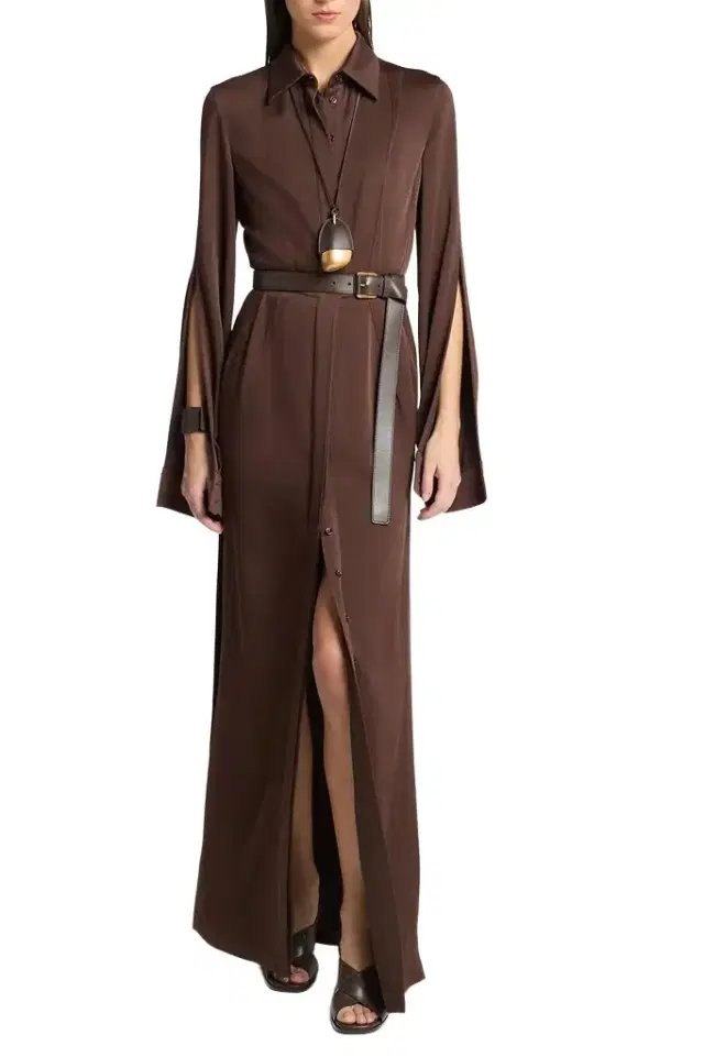 Slit Sleeve Shirt Dress