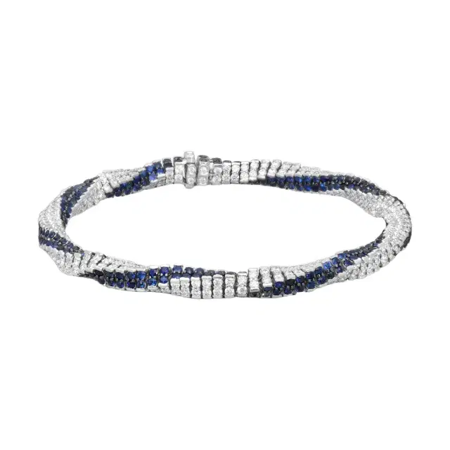ASSAEL Assael 18K White Gold Diamond & Blue Sapphire Rope Bracelet by The Solist