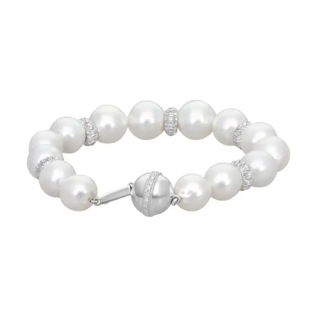 ASSAEL Assael 18K White Gold Diamond & South Sea Cultured Pearl Beaded Bracelet by The Solist