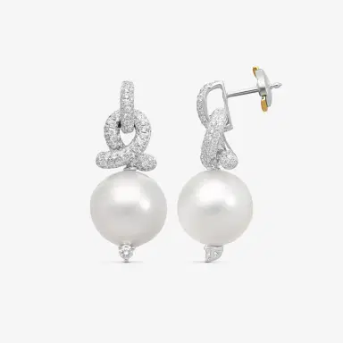 ASSAEL Assael 18K White Gold Diamond & South Sea Cultured Pearl Earrings by The Solist | Thumbnail 3 ASSAEL Assael 18K White Gold Diamond & South Sea Cultured Pearl Earrings by The Solist | Thumbnail 3