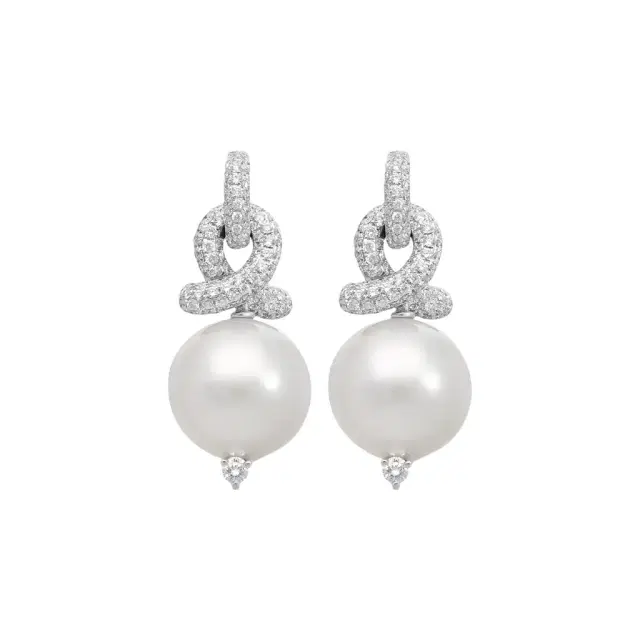 ASSAEL Assael 18K White Gold Diamond & South Sea Cultured Pearl Earrings by The Solist
