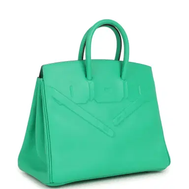 HERMÈS Hermes Birkin Shadow 25 Menthe Swift Palladium Hardware | Thumbnail 2