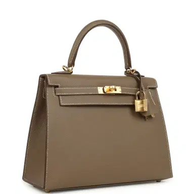 HERMÈS Hermes Kelly Sellier 25 Etoupe Epsom Gold Hardware | Thumbnail 2 HERMÈS Hermes Kelly Sellier 25 Etoupe Epsom Gold Hardware | Thumbnail 2
