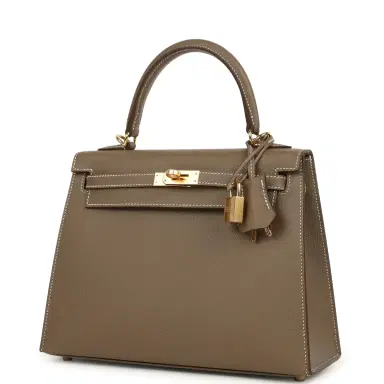 HERMÈS Hermes Kelly Sellier 25 Etoupe Epsom Gold Hardware | Thumbnail 5 HERMÈS Hermes Kelly Sellier 25 Etoupe Epsom Gold Hardware | Thumbnail 5