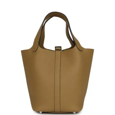 HERMÈS Hermes Picotin Lock 18 Dune Clemence Palladium Hardware | Thumbnail 4 HERMÈS Hermes Picotin Lock 18 Dune Clemence Palladium Hardware | Thumbnail 4
