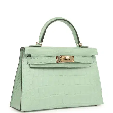 HERMÈS Hermes Special Order (HSS) Kelly Sellier 20 Vert D'eau Verso Matte Alligator Permabrass Hardware | Thumbnail 2 HERMÈS Hermes Special Order (HSS) Kelly Sellier 20 Vert D'eau Verso Matte Alligator Permabrass Hardware | Thumbnail 2