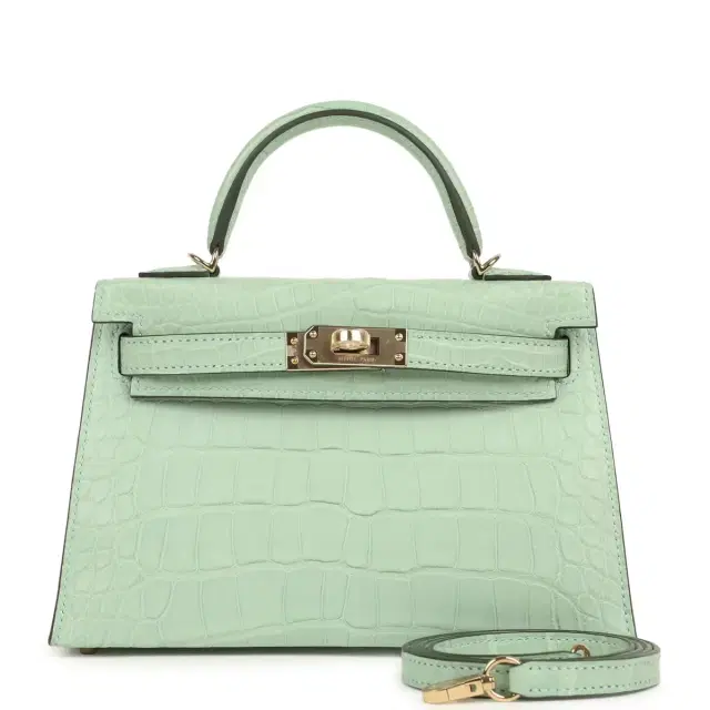 hermes Hermes Special Order (HSS) Kelly Sellier 20 Vert D'eau Verso Matte Alligator Permabrass Hardware