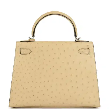 HERMÈS Pre-owned Hermes Kelly Sellier 28 Parchemin Ostrich Palladium Hardware | Thumbnail 4 HERMÈS Pre-owned Hermes Kelly Sellier 28 Parchemin Ostrich Palladium Hardware | Thumbnail 4