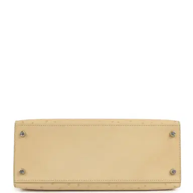 HERMÈS Pre-owned Hermes Kelly Sellier 28 Parchemin Ostrich Palladium Hardware | Thumbnail 6 HERMÈS Pre-owned Hermes Kelly Sellier 28 Parchemin Ostrich Palladium Hardware | Thumbnail 6