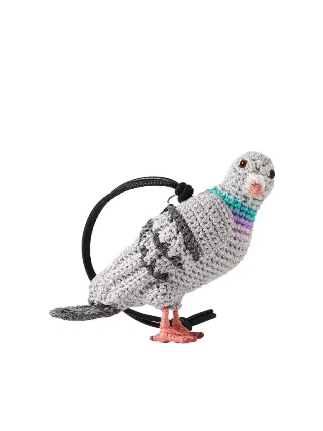 JW Anderson Pigeon Crocheted Cotton And Leather Bag Charm