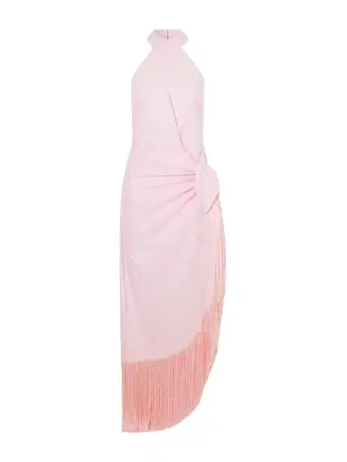 Taller Marmo Athena Halterneck Fringe-trimmed Linen Midi Dress | Thumbnail 1 Taller Marmo Athena Halterneck Fringe-trimmed Linen Midi Dress | Thumbnail 1