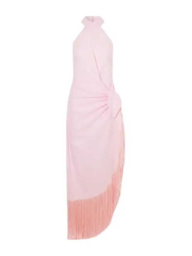 Athena Halterneck Fringe-trimmed Linen Midi Dress