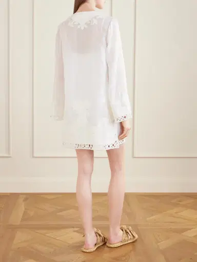 Zimmermann Indra Embroidered Ramie Mini Dress | Thumbnail 3