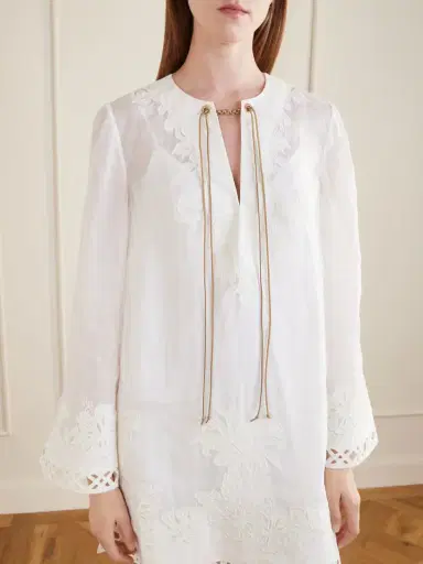 Zimmermann Indra Embroidered Ramie Mini Dress | Thumbnail 4