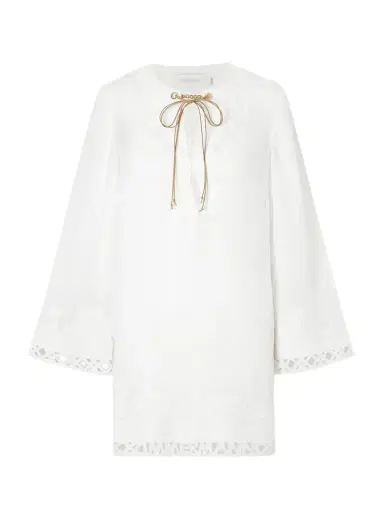 Zimmermann Indra Embroidered Ramie Mini Dress | Thumbnail 1