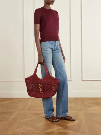 Saint Laurent Icare Maxi Leather-trimmed Raffia Tote | Thumbnail 3 Saint Laurent Icare Maxi Leather-trimmed Raffia Tote | Thumbnail 3