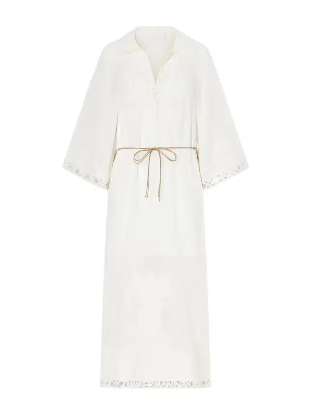 Indra Embroidered Belted Ramie Maxi Dress