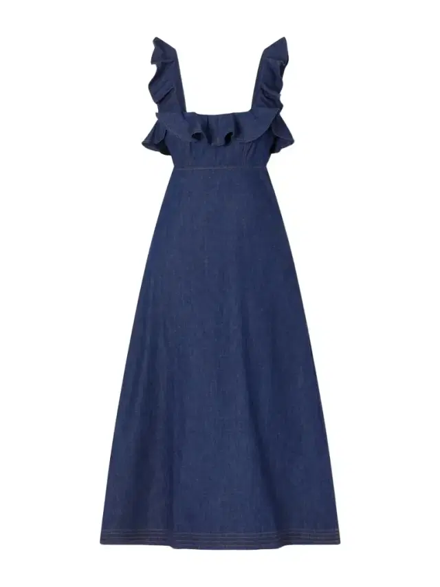 Aster Ruffled Denim Midi Dress