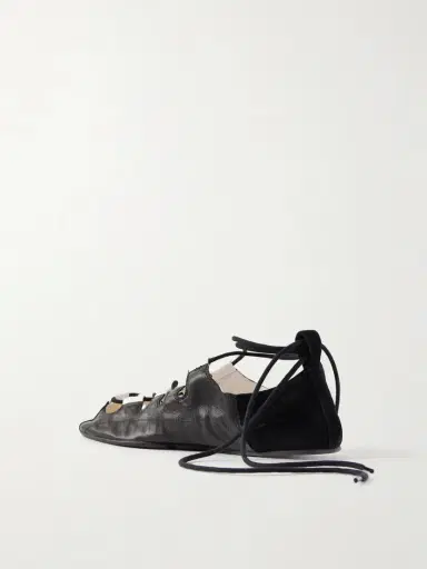 Alaïa Suede-trimmed Leather Ballet Flats | Thumbnail 3 Alaïa Suede-trimmed Leather Ballet Flats | Thumbnail 3