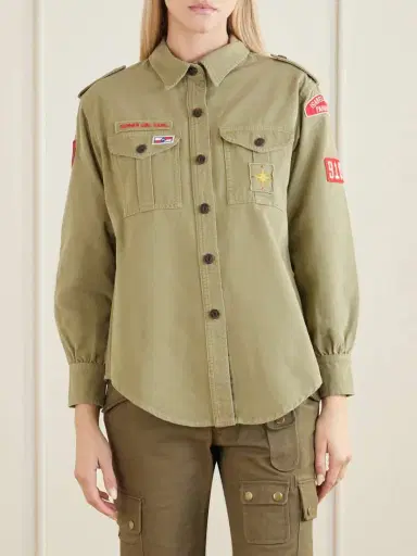 Isabel Marant Umberta Appliquéd Cotton-gabardine Shirt | Thumbnail 3 Isabel Marant Umberta Appliquéd Cotton-gabardine Shirt | Thumbnail 3