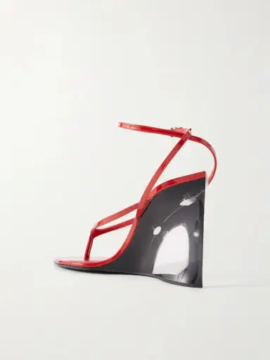 Alaïa Tong 90 Patent-leather Wedge Sandals | Thumbnail 3 Alaïa Tong 90 Patent-leather Wedge Sandals | Thumbnail 3