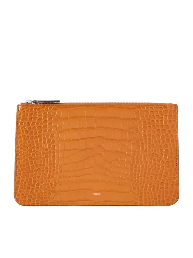 Threefold Croc-effect Leather Clutch