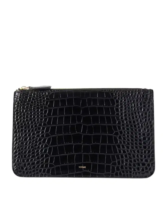 TOTEME Threefold Croc-effect Leather Clutch