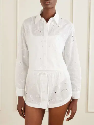 Kiki de Montparnasse Simone Cropped Broderie Anglaise Cotton Shirt | Thumbnail 3 Kiki de Montparnasse Simone Cropped Broderie Anglaise Cotton Shirt | Thumbnail 3