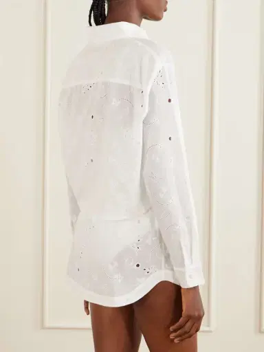 Kiki de Montparnasse Simone Cropped Broderie Anglaise Cotton Shirt | Thumbnail 4 Kiki de Montparnasse Simone Cropped Broderie Anglaise Cotton Shirt | Thumbnail 4