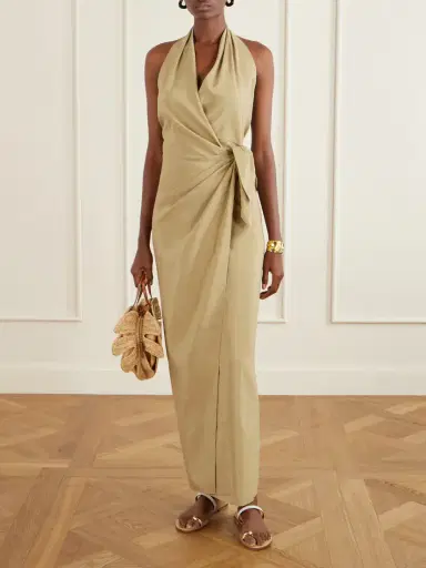 Cortana Mona Halterneck Linen And Silk-blend Maxi Dress | Thumbnail 2