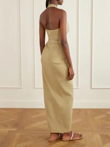 Cortana Mona Halterneck Linen And Silk-blend Maxi Dress | Thumbnail 3