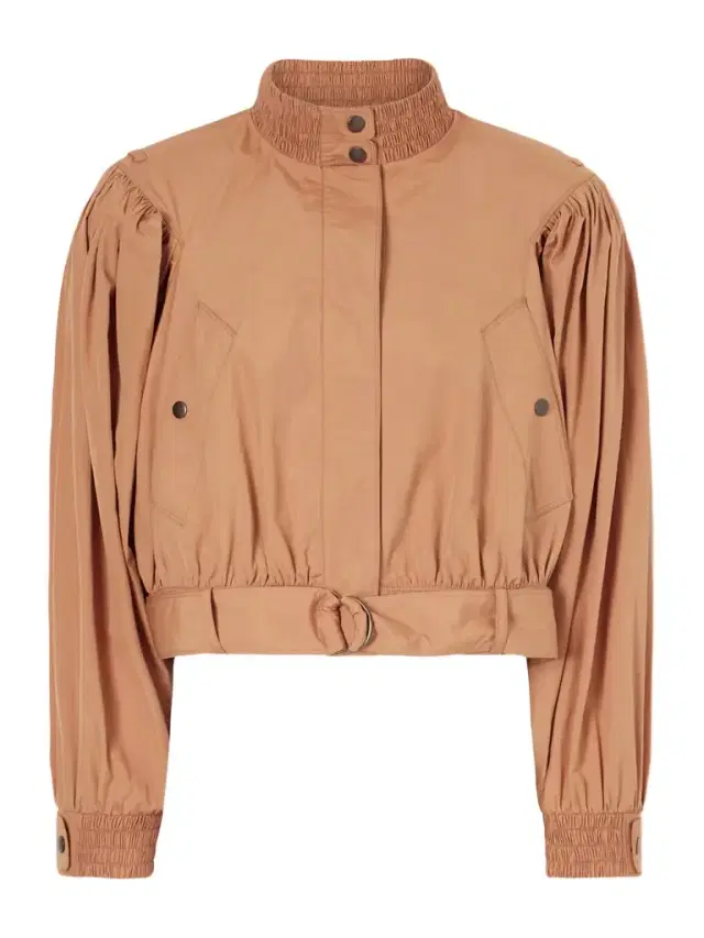 Cropped Belted Gathered Cotton-poplin Jacket