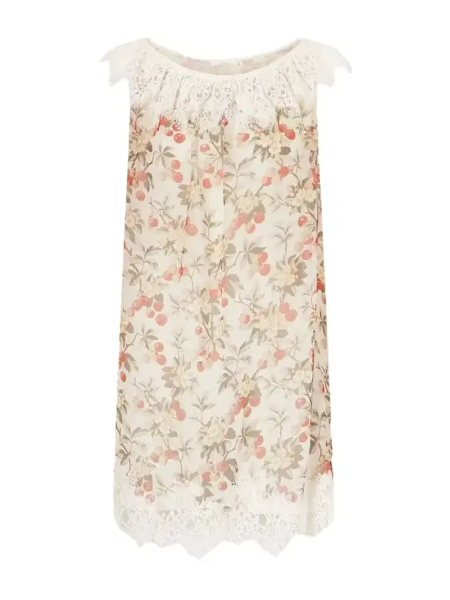DÔEN Paloma Lace-trimmed Floral-print Silk-chiffon Mini Dress
