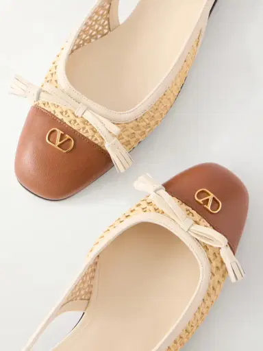 Valentino Garavani Valet Du Roi 25 Tasseled Leather-trimmed And Raffia Slingback Ballet Flats | Thumbnail 5 Valentino Garavani Valet Du Roi 25 Tasseled Leather-trimmed And Raffia Slingback Ballet Flats | Thumbnail 5