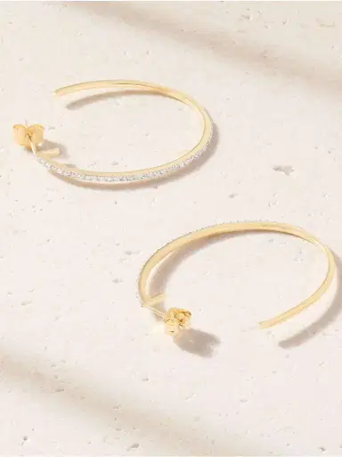 STONE AND STRAND Rhodium-plated 10-karat Gold Diamond Hoop Earrings | Thumbnail 3