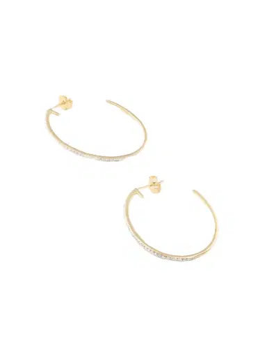 STONE AND STRAND Rhodium-plated 10-karat Gold Diamond Hoop Earrings | Thumbnail 1