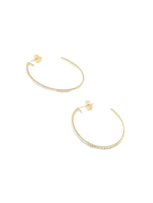 Rhodium-plated 10-karat Gold Diamond Hoop Earrings