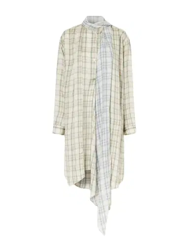 Acne Studios Scarf-detailed Checked Satin Midi Dress | Thumbnail 1 Acne Studios Scarf-detailed Checked Satin Midi Dress | Thumbnail 1