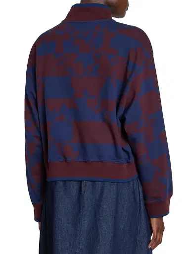 Dries Van Noten Women's Hulvina Abstract Cotton Quarter-Zip Sweatshirt - Burgundy | Thumbnail 5