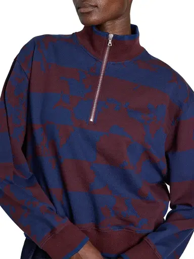 Dries Van Noten Women's Hulvina Abstract Cotton Quarter-Zip Sweatshirt - Burgundy | Thumbnail 6