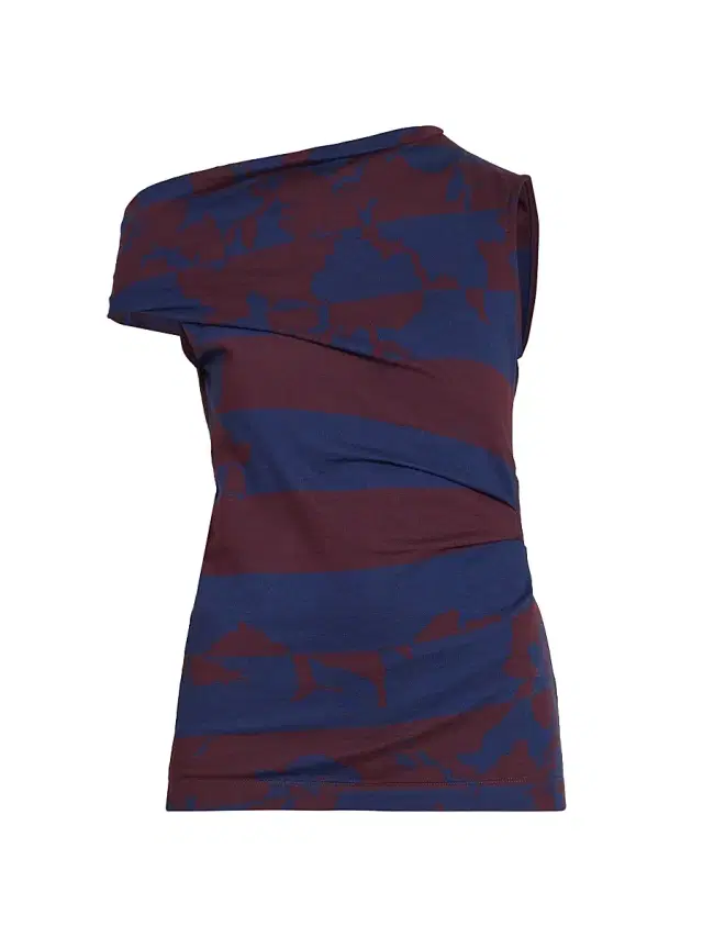 Dries Van Noten Women's Hunray Asymmetric Abstract Cotton Shirt - Burgundy