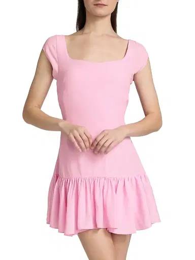 AZEEZA Women's Art Raw Silk Ruffle Minidress - Cherry Blossom - Size XL | Thumbnail 3