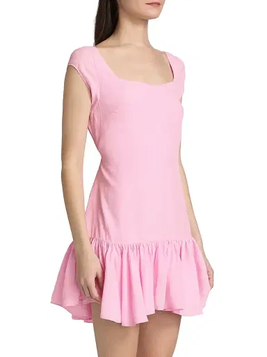 AZEEZA Women's Art Raw Silk Ruffle Minidress - Cherry Blossom - Size XL | Thumbnail 4